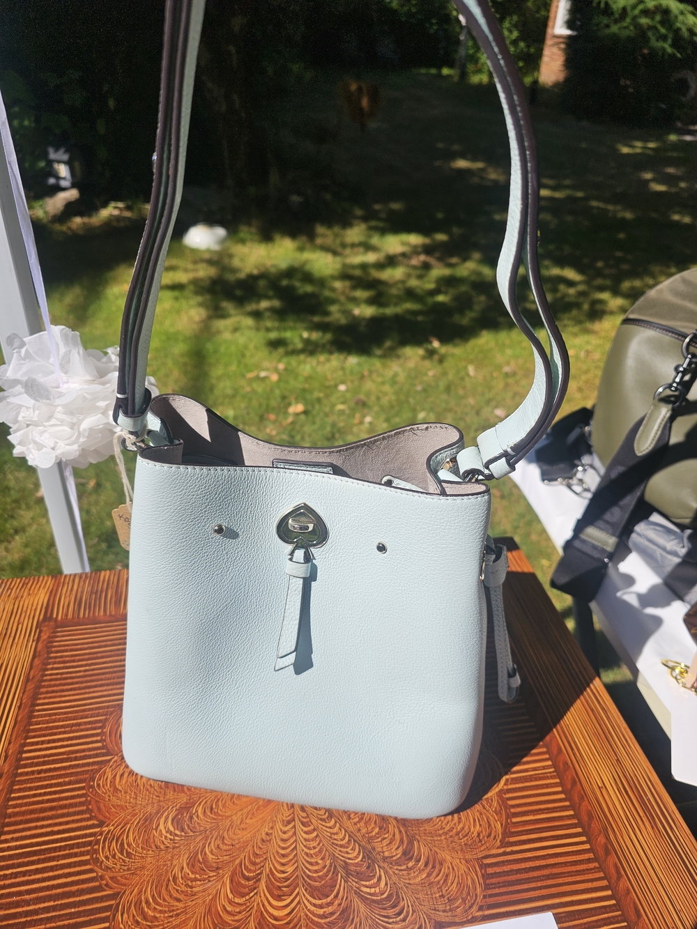 kate spade Pale Blue Pebbled Leather Crossbody Bag